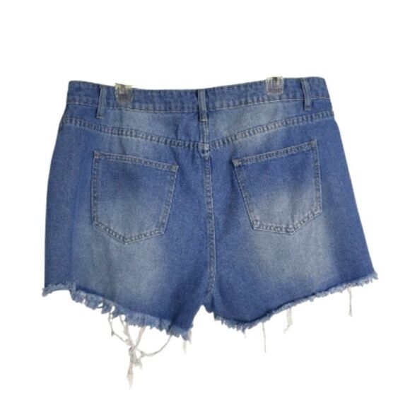 Shein Womens Denim Shorts 1XL Y2K Distressed High-Waisted Mom Frayed Hem  Pocket - Picture 2 of 5